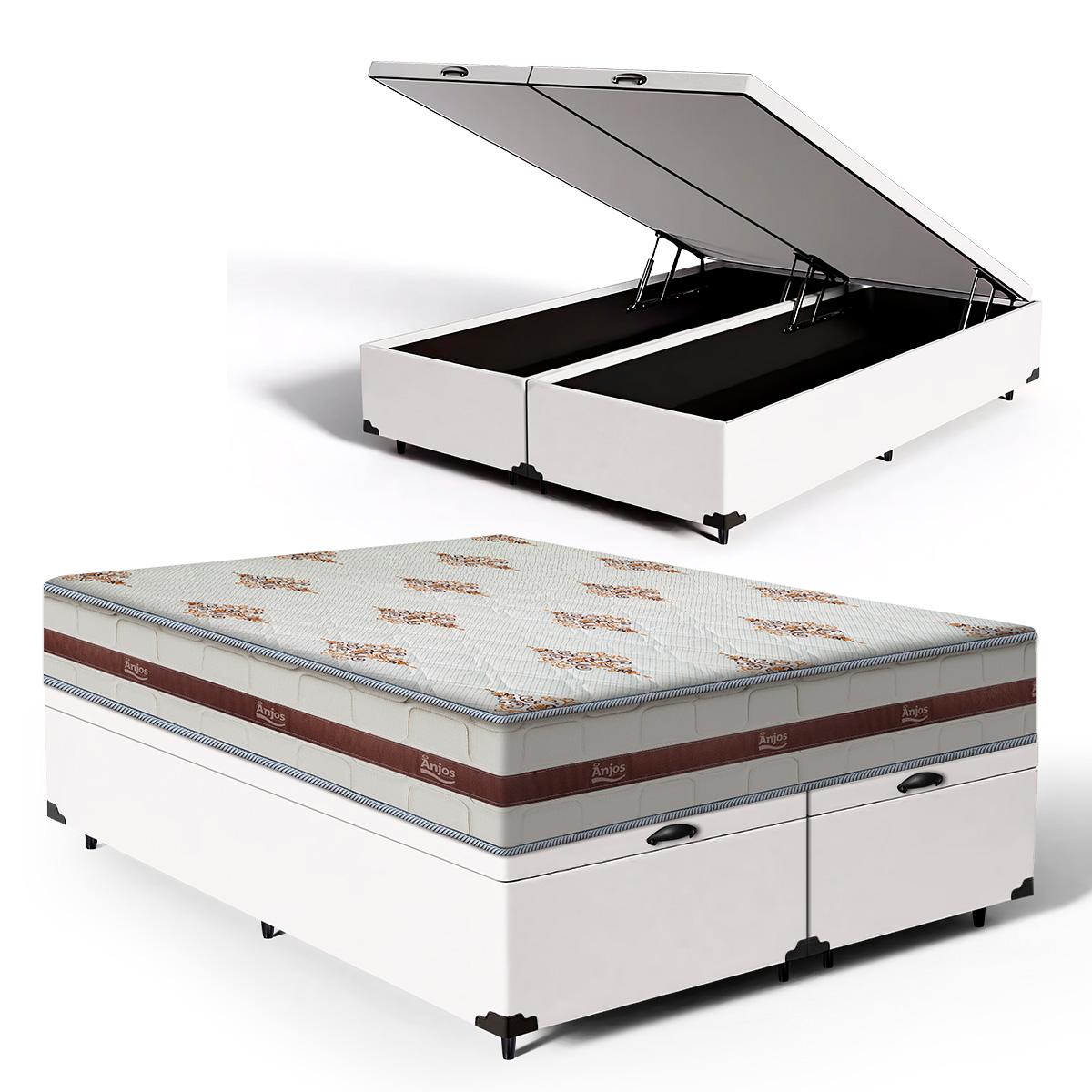 Cama Box Baú Com Colchão De Molas Ensacadas Anjos Classic Queen 158cm