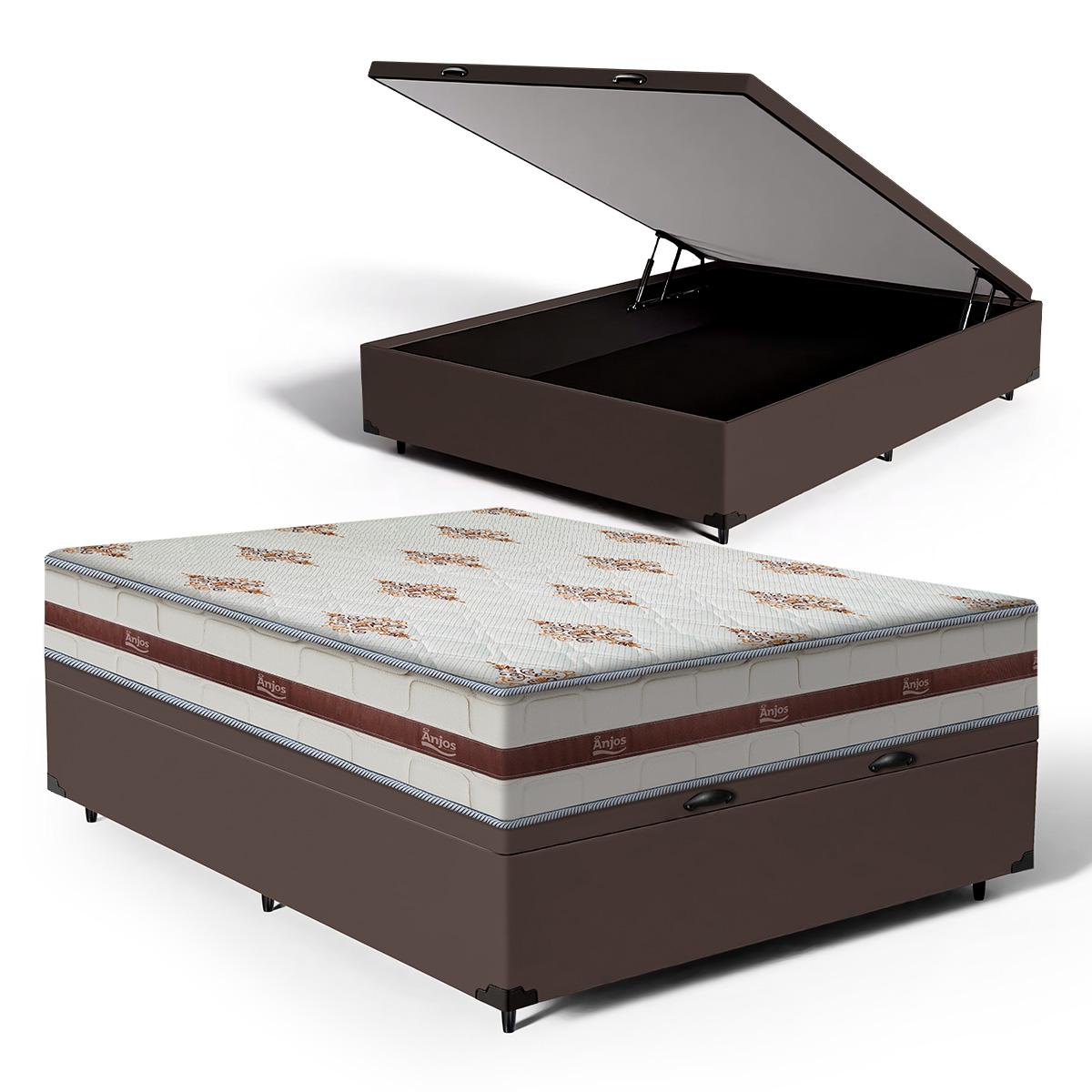 Cama Box Baú Com Colchão De Molas Ensacadas Anjos Classic Viúva 128cm