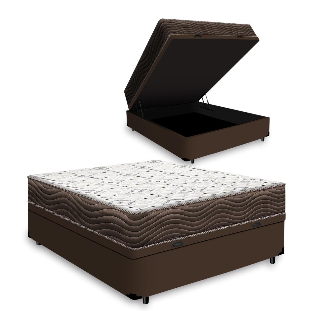 Box Baú Com Colchão De Espuma D45 Ortobom Iso 150 Casal