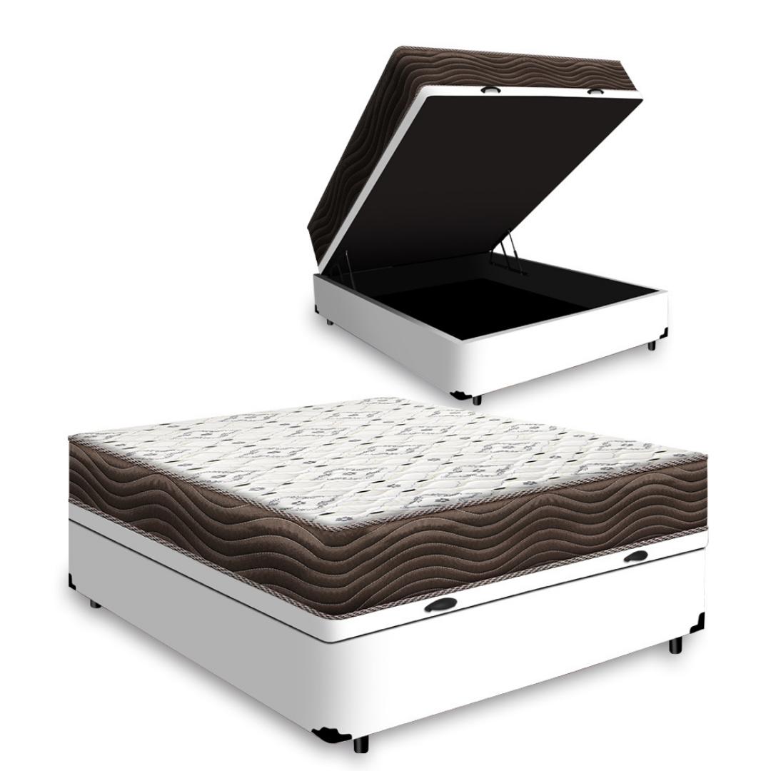 Box Baú Com Colchão De Espuma D45 Ortobom Iso 150 Casal