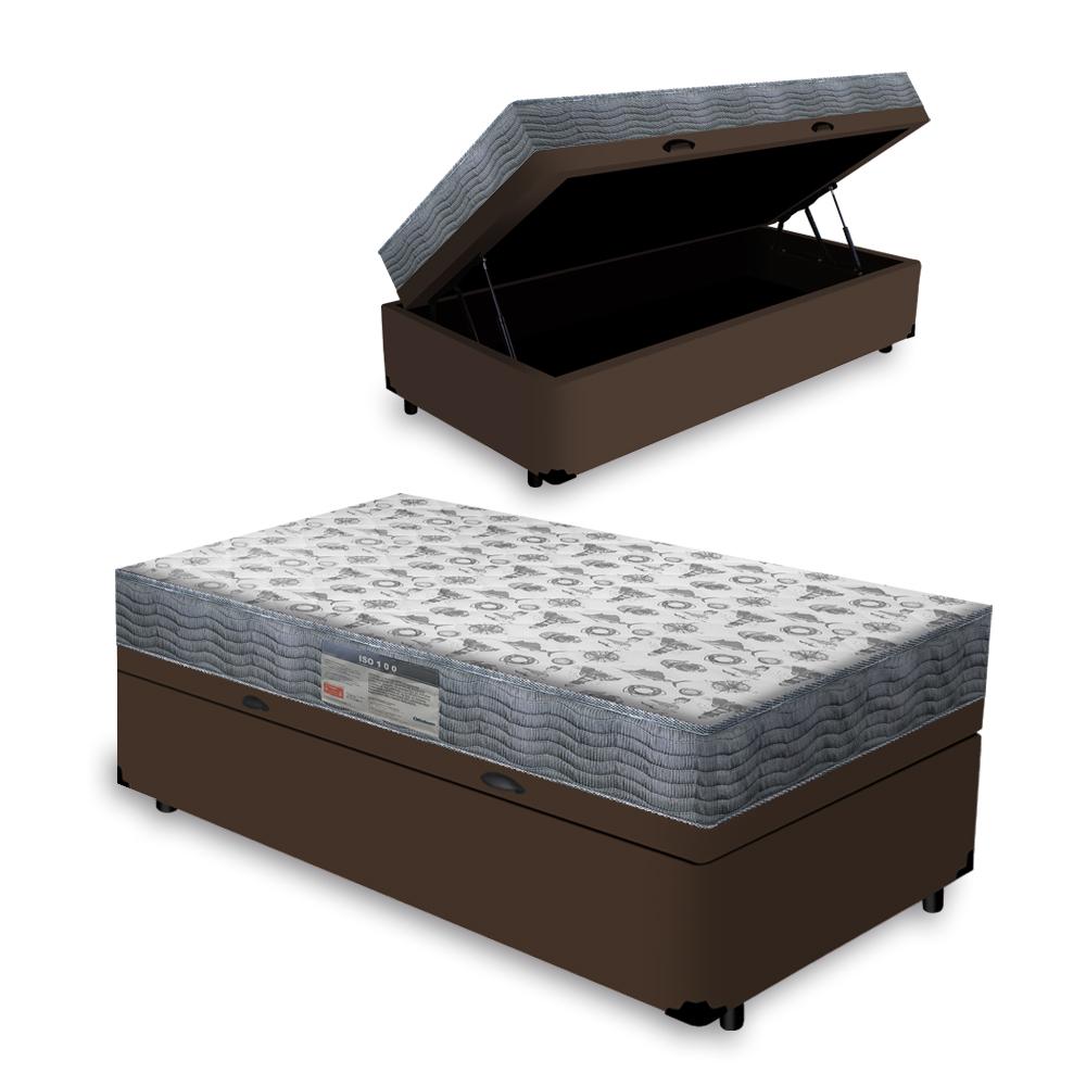 Box Baú + Colchão De Espuma D33 Ortobom Iso 100 Solteiro