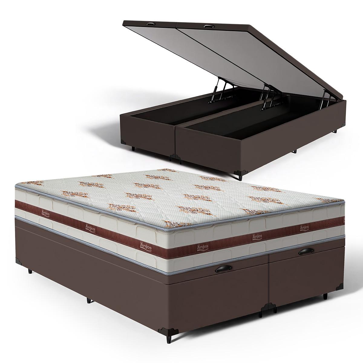 Cama Box Baú Com Colchão De Molas Ensacadas Anjos Classic Queen 158cm