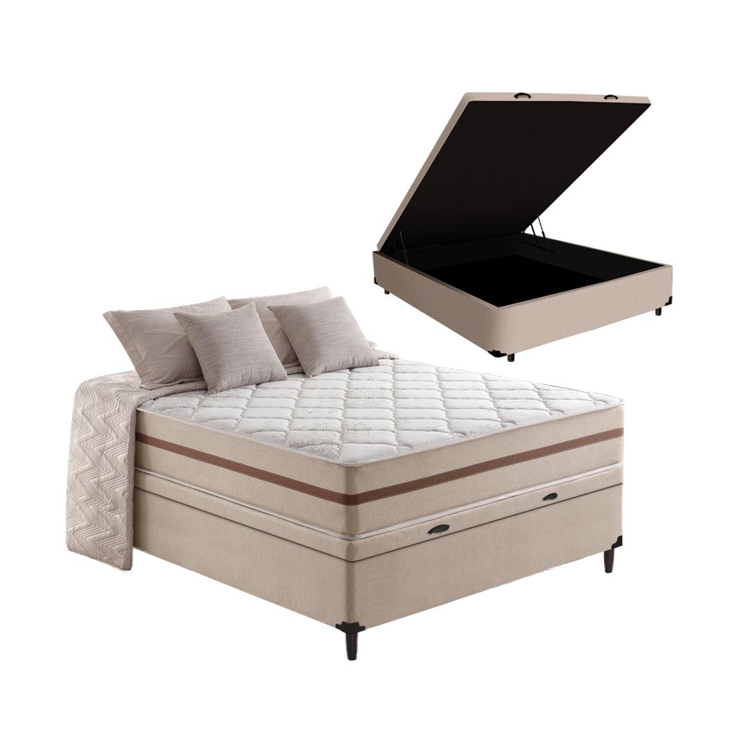 Cama Box Baú Com Colchão De Molas Ensacadas Classic Pocket Viúva 128cm