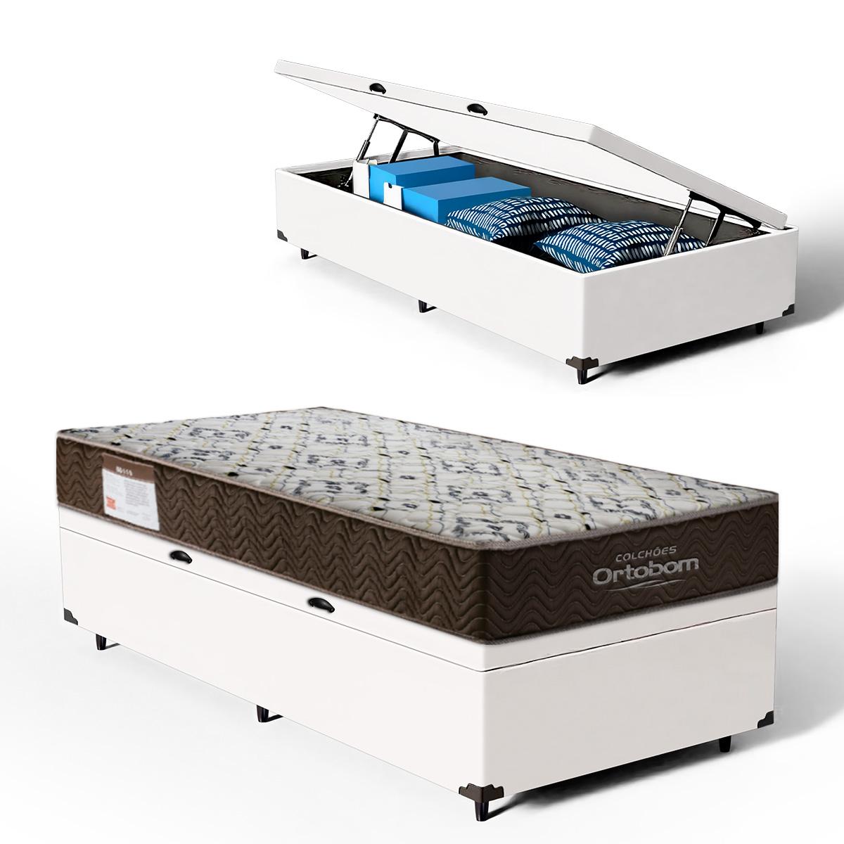 Box Baú Com Colchão De Espuma D45 Ortobom Iso 150 Solteiro