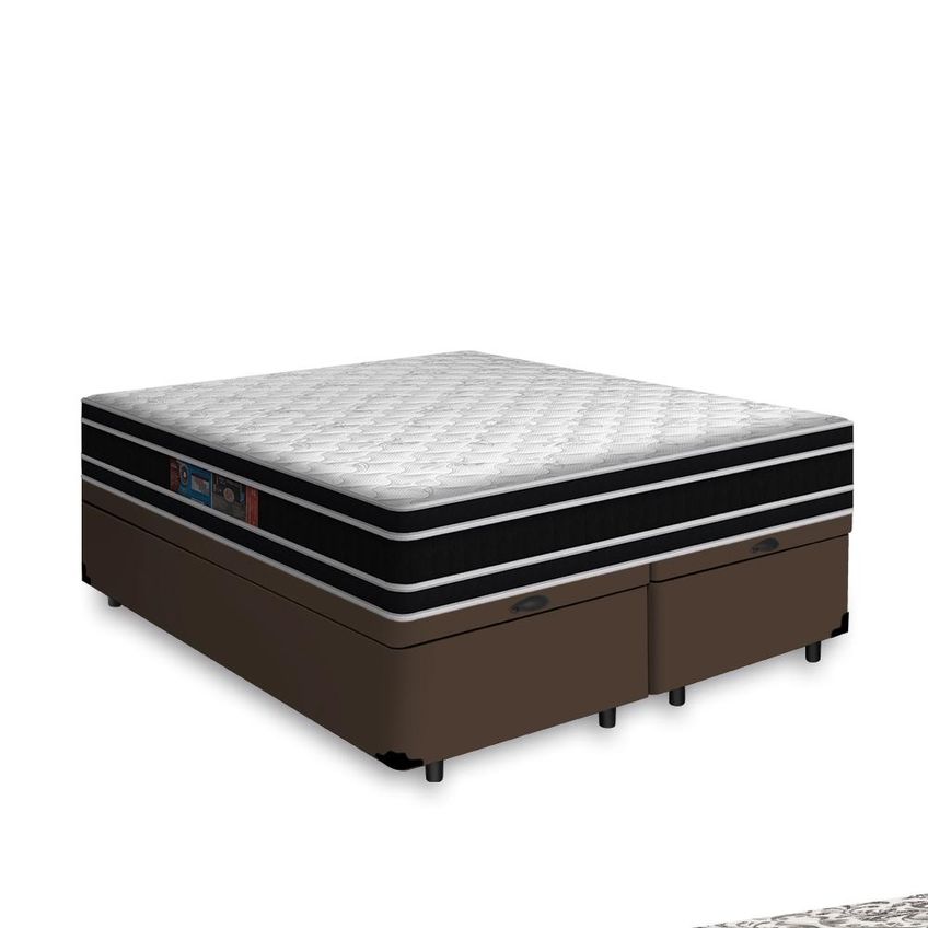 Cama Box Baú Com Colchão De Espuma D33 Castor Black White Double Face ...