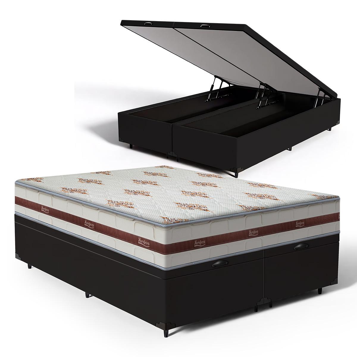 Cama Box Baú Com Colchão De Molas Ensacadas Anjos Classic Super King 193cm