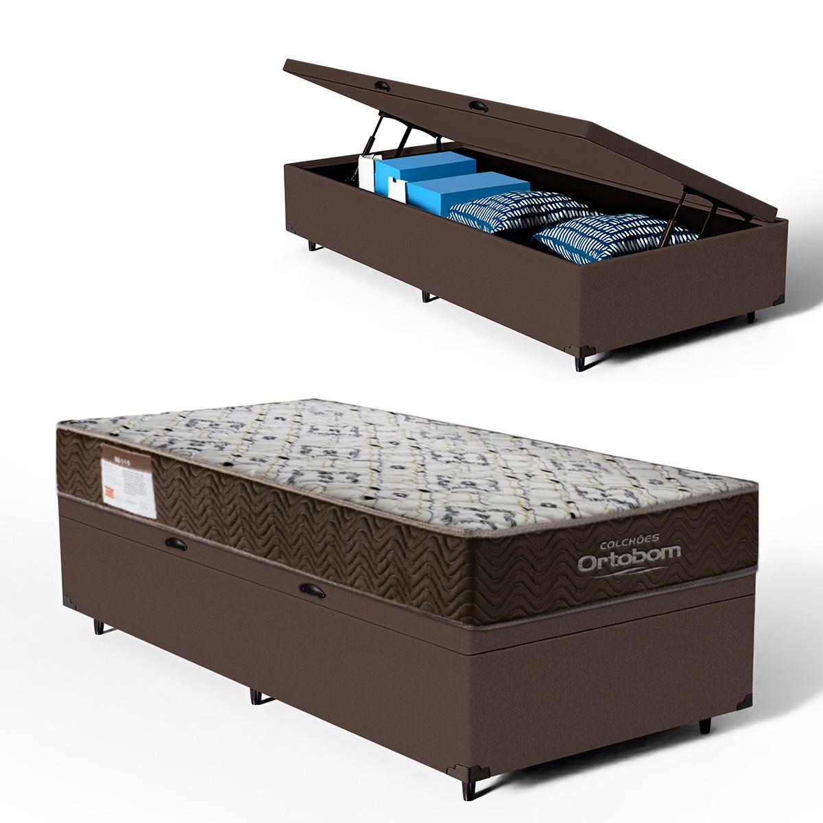 Box Baú Com Colchão De Espuma D45 Ortobom Iso 150 Solteiro