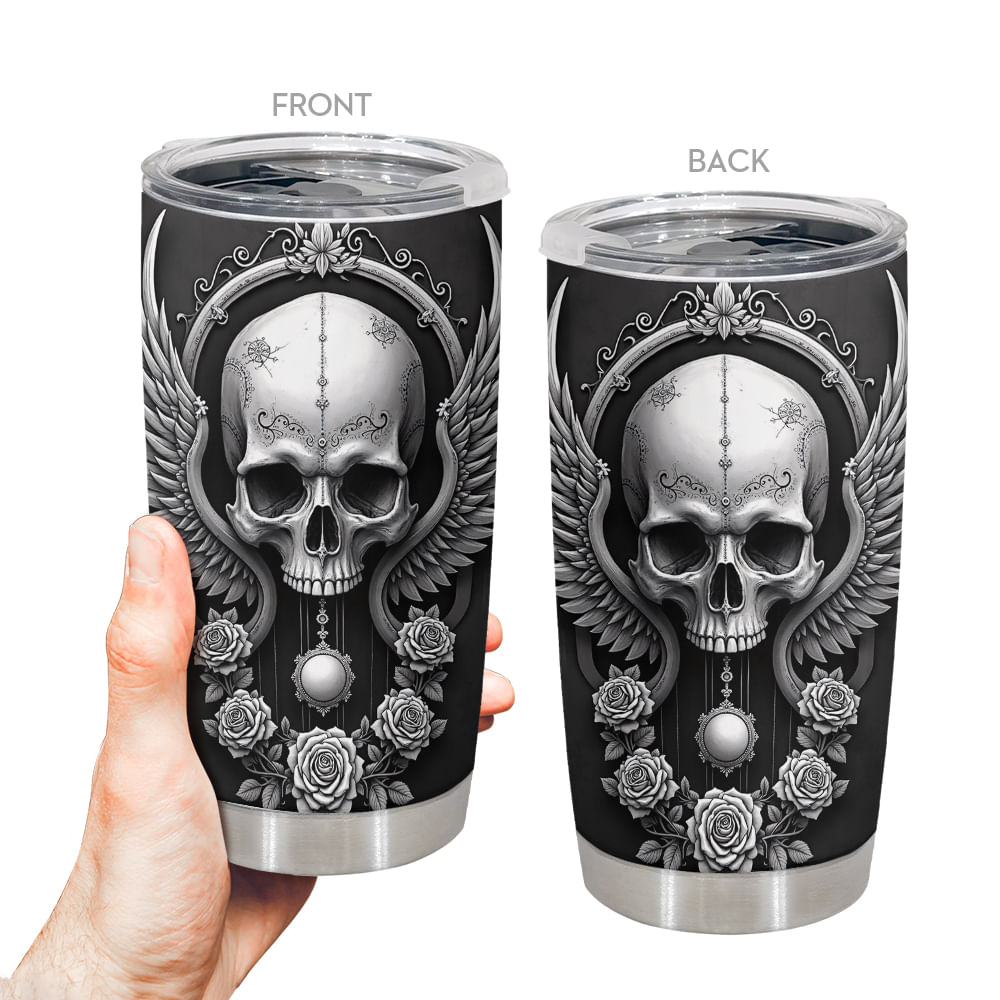 Copo Oasisdream De Aço Inoxidável 600ml Com Estampa De Caveira