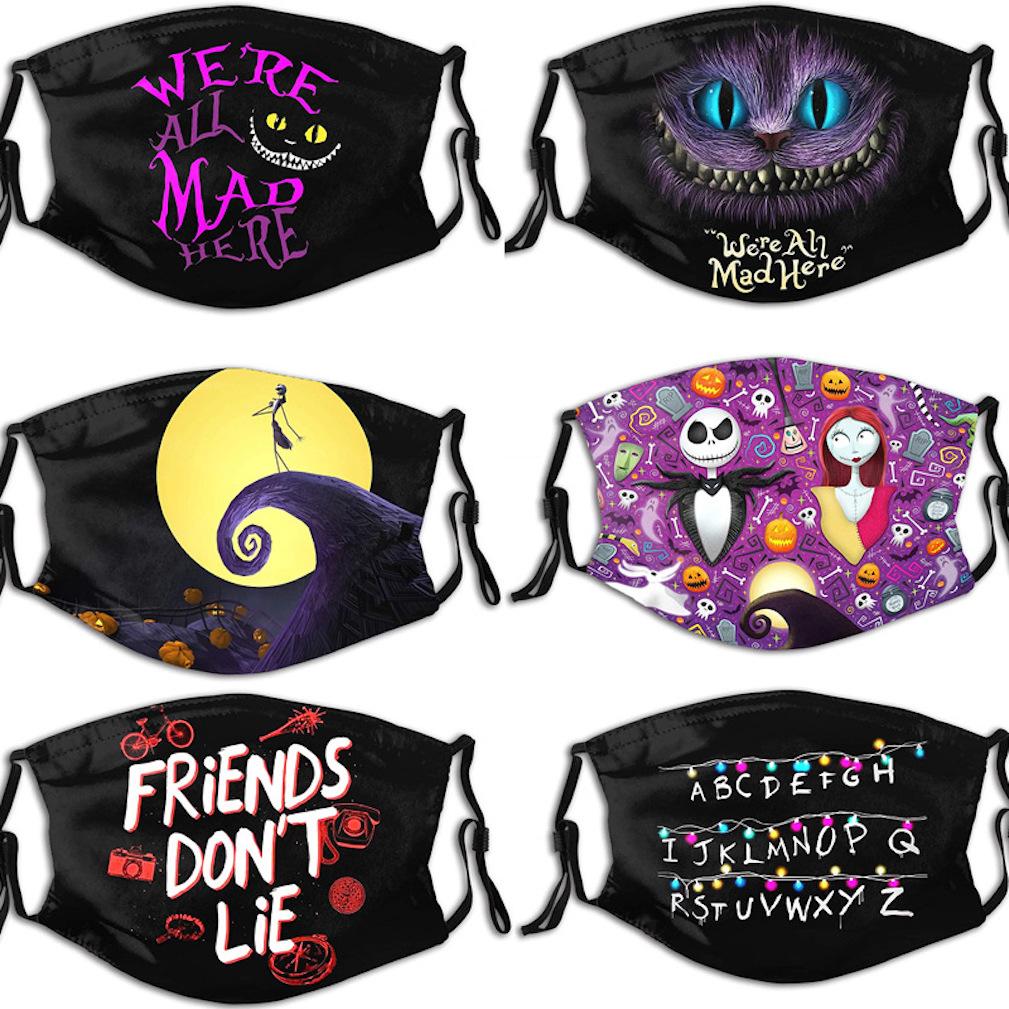 Máscara Facial Cheshires Cats Halloween, Reutilizável, Lavável, 6 Unidades