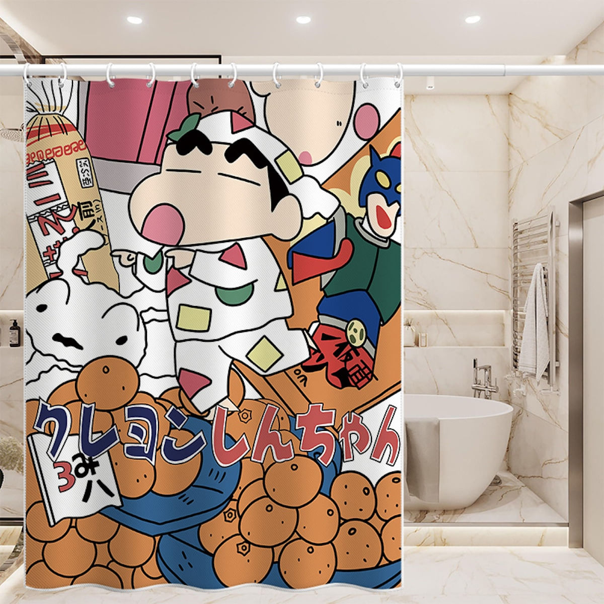 Cortina De Chuveiro Crayons Shins Chans Anime Waterproof 180x180cm