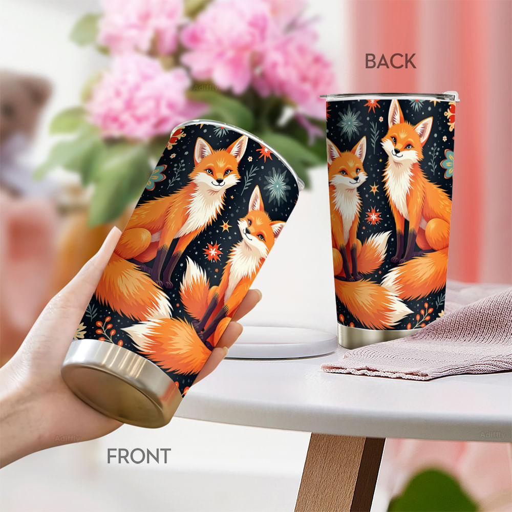 Caneca Tumbler Oasisdream De Aço Inoxidável 600 Ml Com Estampa Fox
