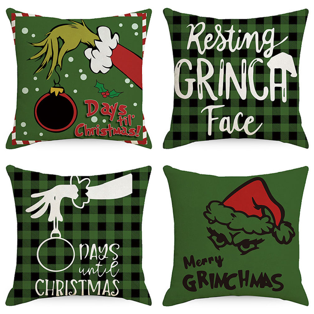Capas De Almofada Merry Christmas Grinchs 45x45cm 4 Unidades