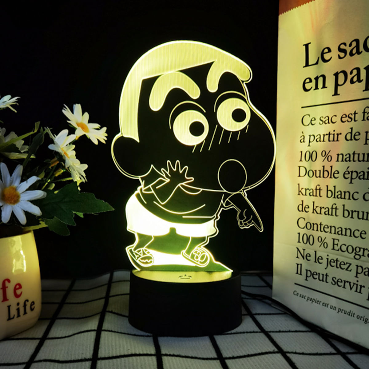 Lâmpada De Luz Noturna 3D Illusion Crayons Shin Chans Anime Decor