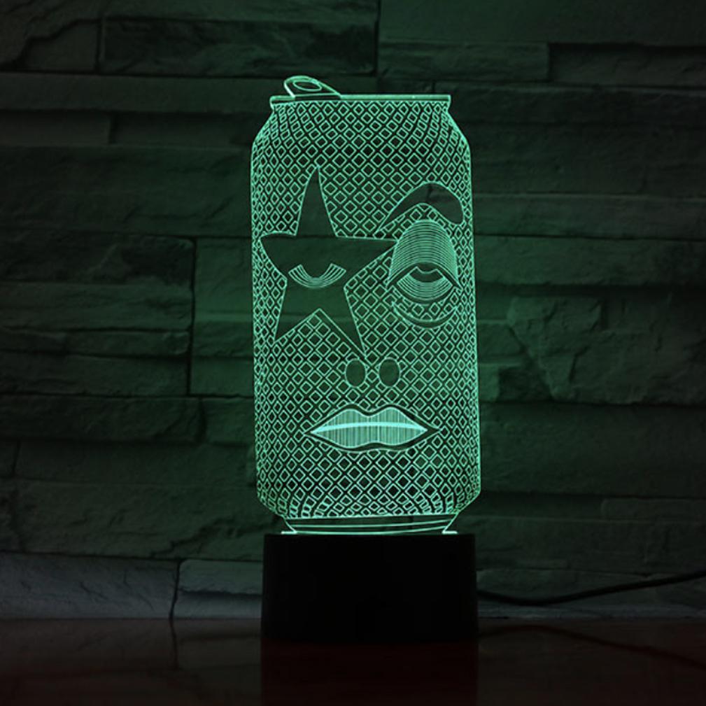Latas De Lâmpadas De Ilusão Led 3d Night Light Com Mudança De Cor
