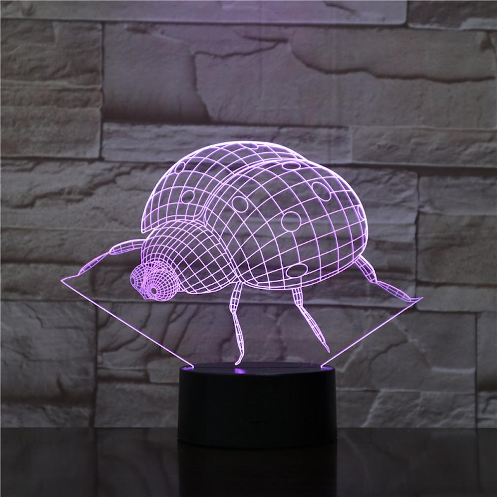 Candeeiro De Mesa Com Luz Noturna Ladybugs Led 3d Para Quarto De Crianças