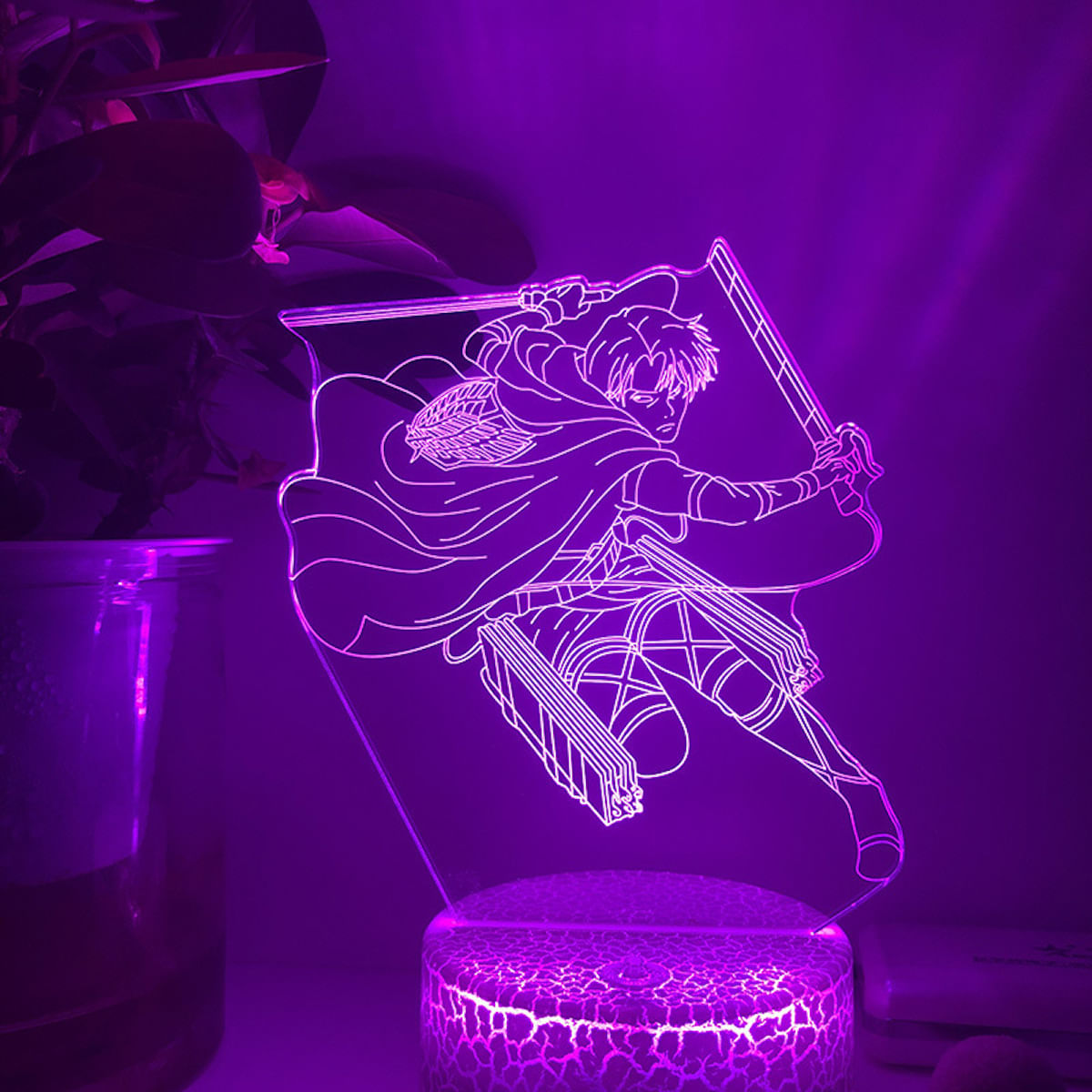 Decoração De Anime 3D Night Light Attack On Titan Levi Ackerman