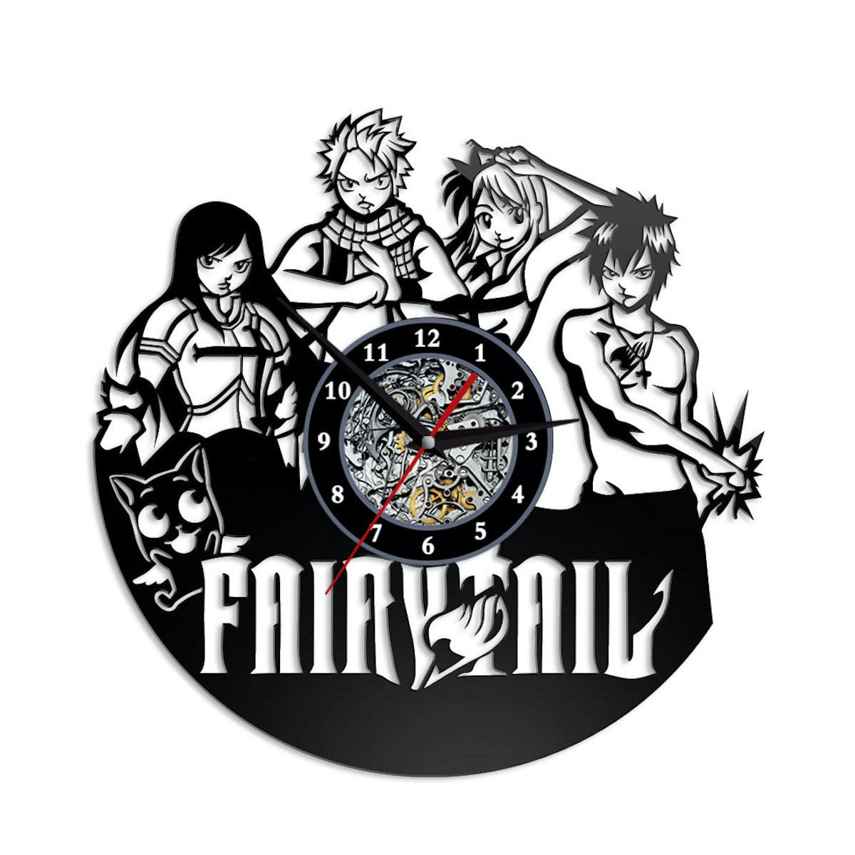 Relógio De Parede Fairys Tails Lucy Natsu Anime Vinyl Disco