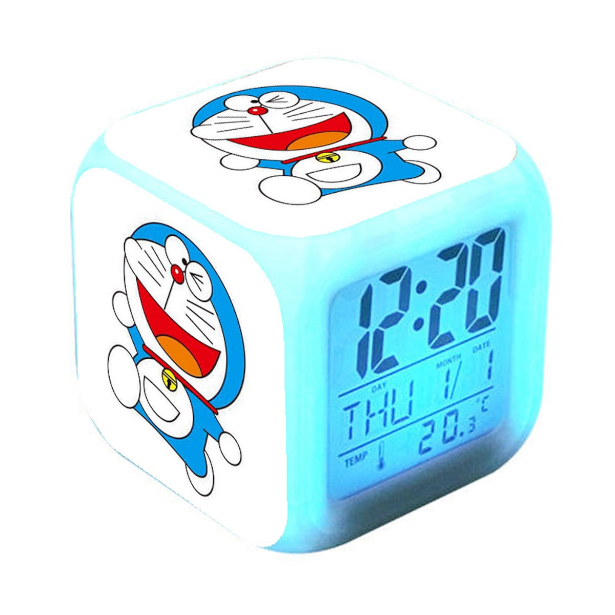 Despertador Digital Led Doraemons Square 8x8x8cm Para Crianças