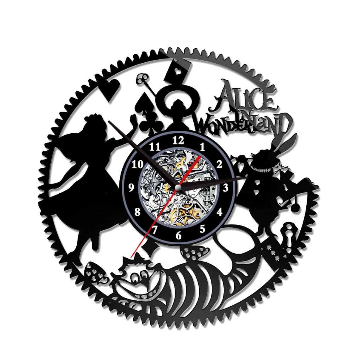Relógio De Parede Alices In Wonderland Cheshire Cat Vinyl Disc