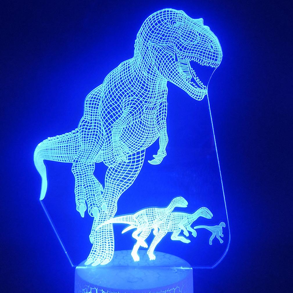 Lâmpada De Ilusão Led 3D Com Luz Noturna Jurassics Dinosaur