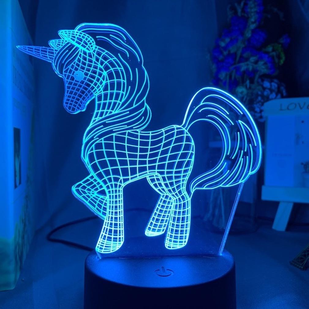 Candeeiro De Mesa Led Night Light Unicorn Usb 3d Anime