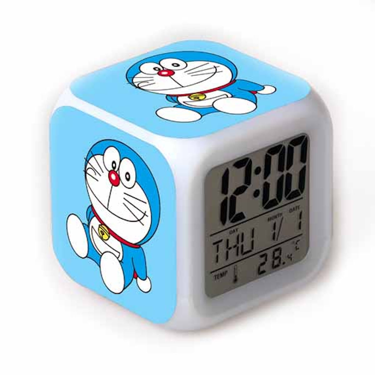 Despertador Digital Led Doraemons Square 8x8x8cm Para Crianças
