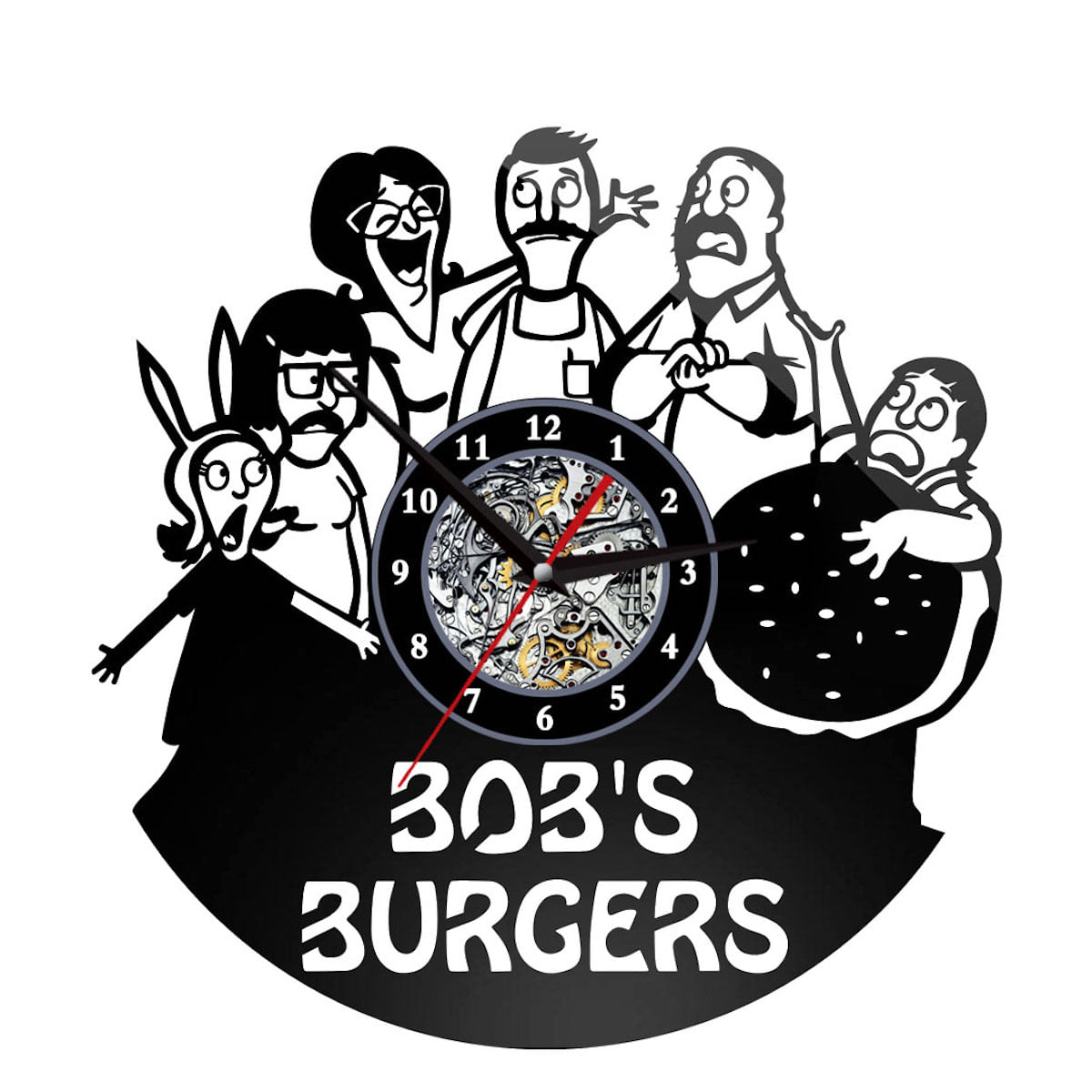 Relógio De Parede Bobs Burgers Vinyl Record Anime Black 30cm