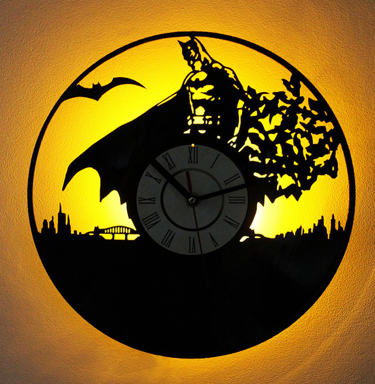 Relógio De Parede Anime Vinyl Record Preto 30cm