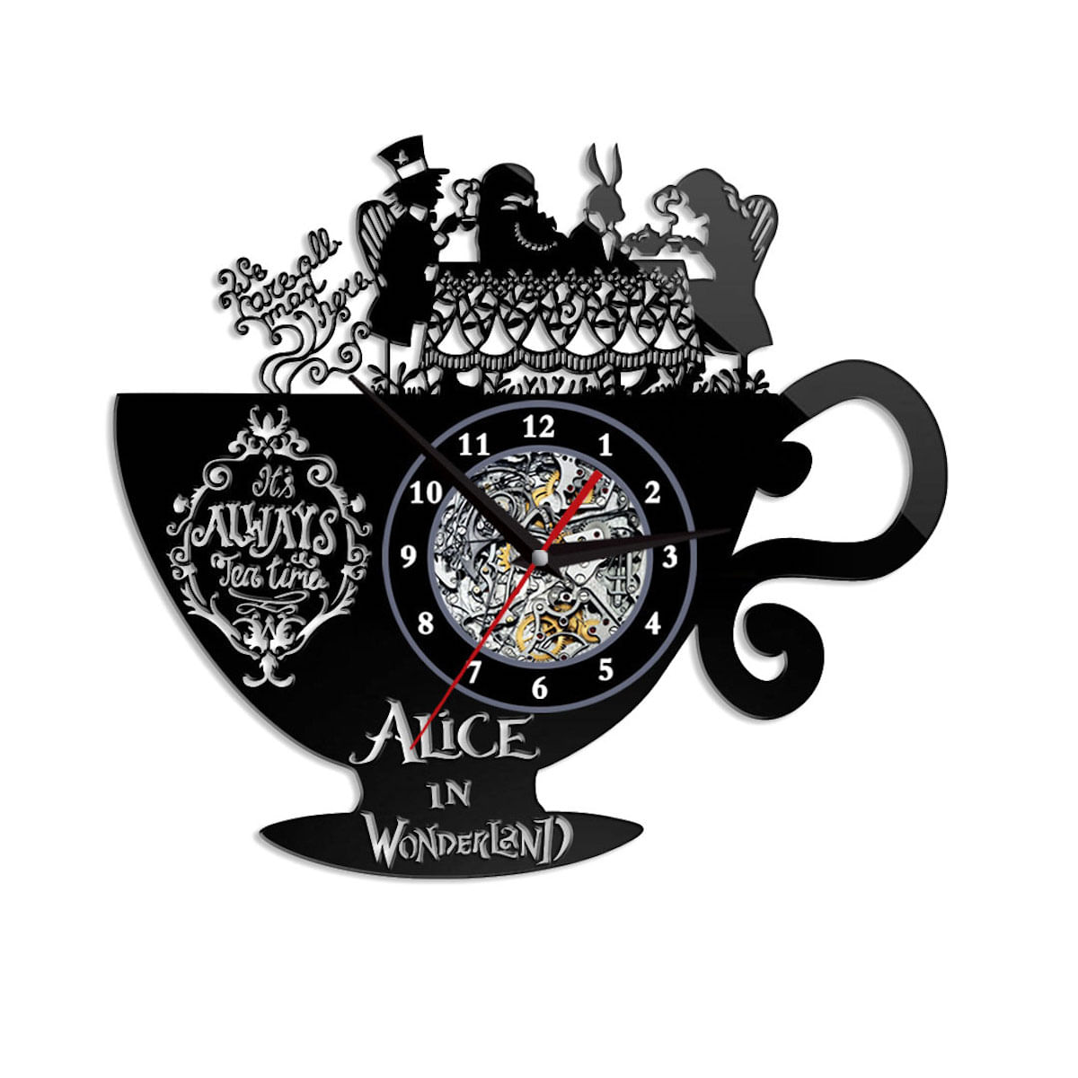 Relógio De Parede Alices In Wonderland Cheshire Cat Vinyl Disc