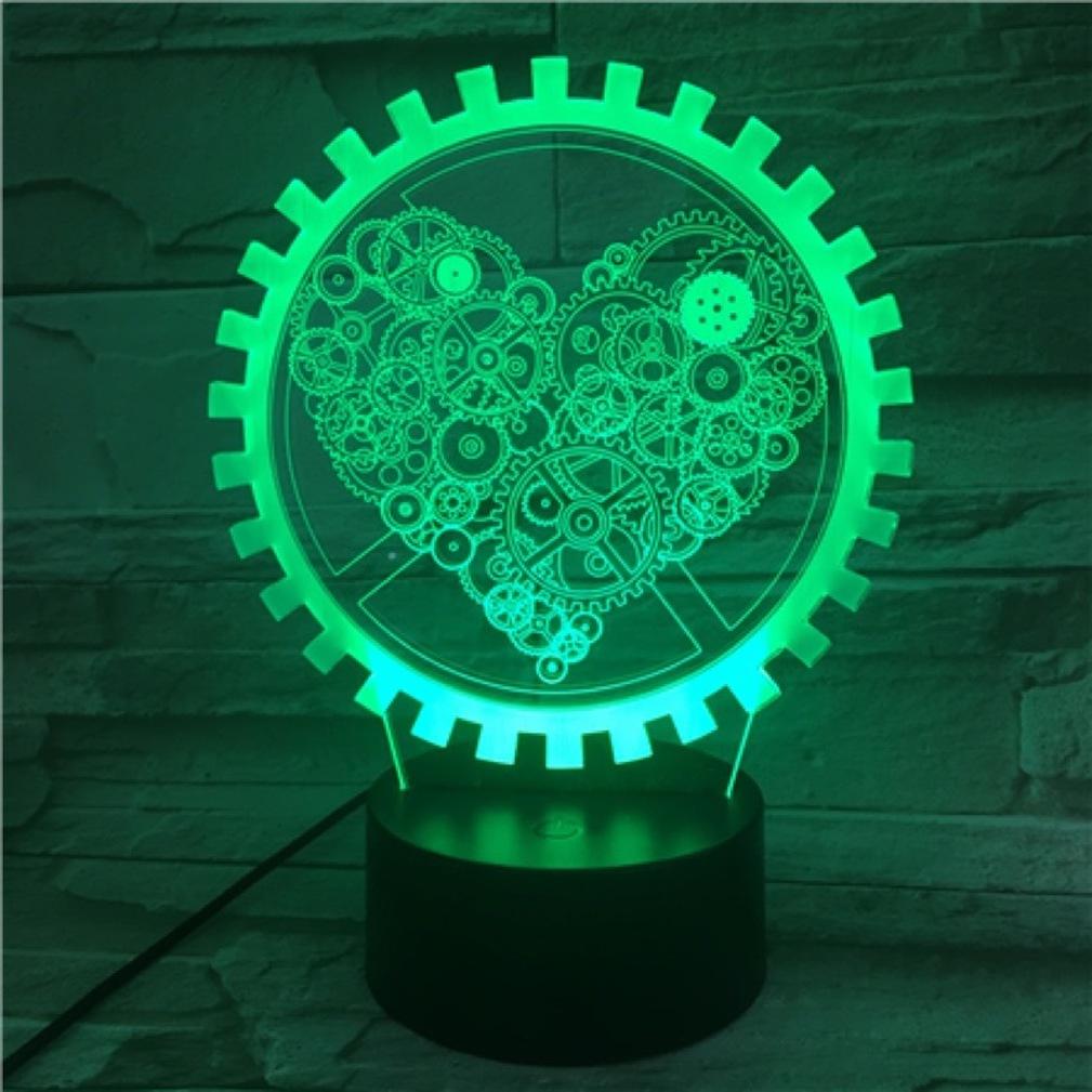Lâmpada De Ilusão Led Night Light Gear Love 3d Com Mudança De Cor