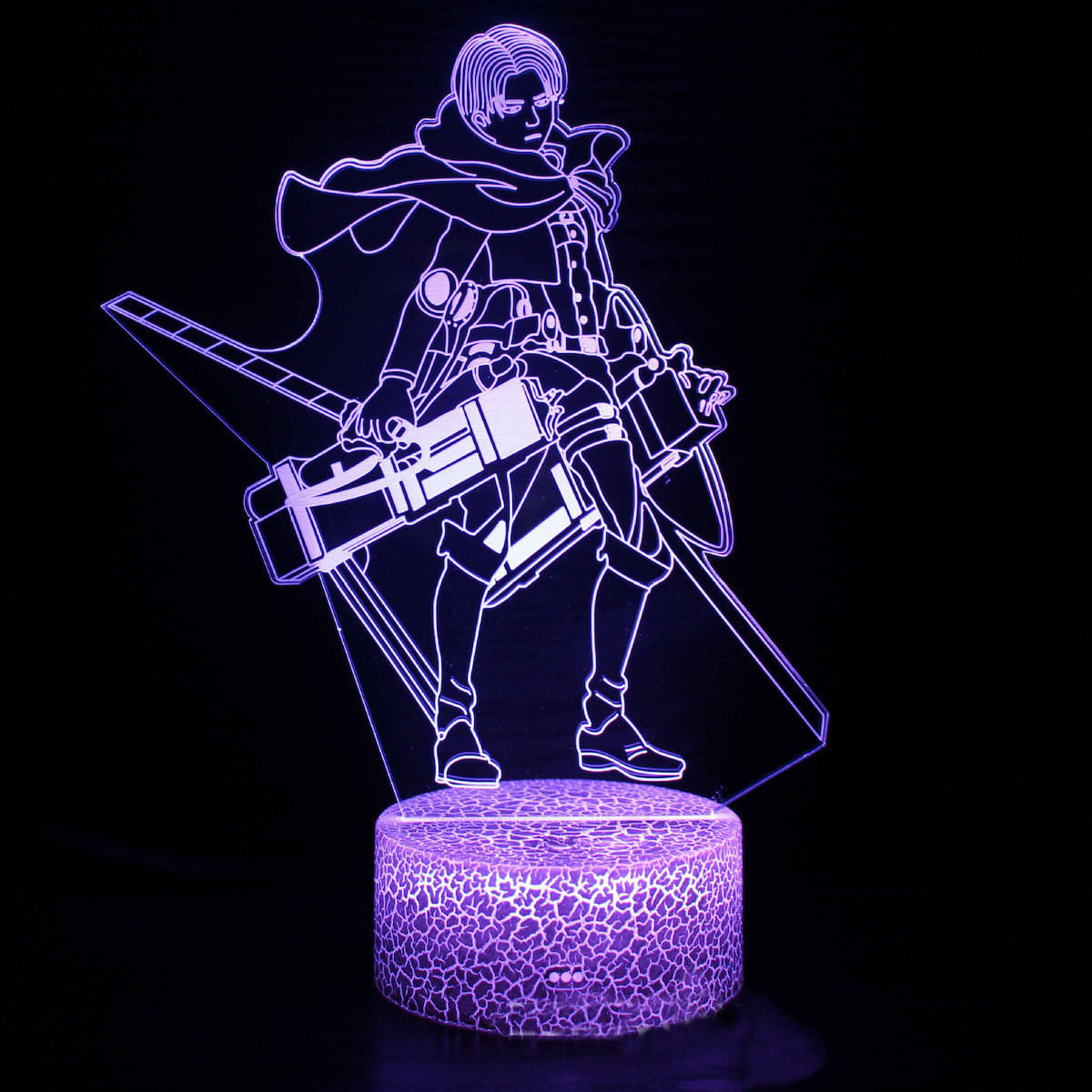 Lâmpada De Ilusão Led 3d Night Light Attack On Titan Levi Anime