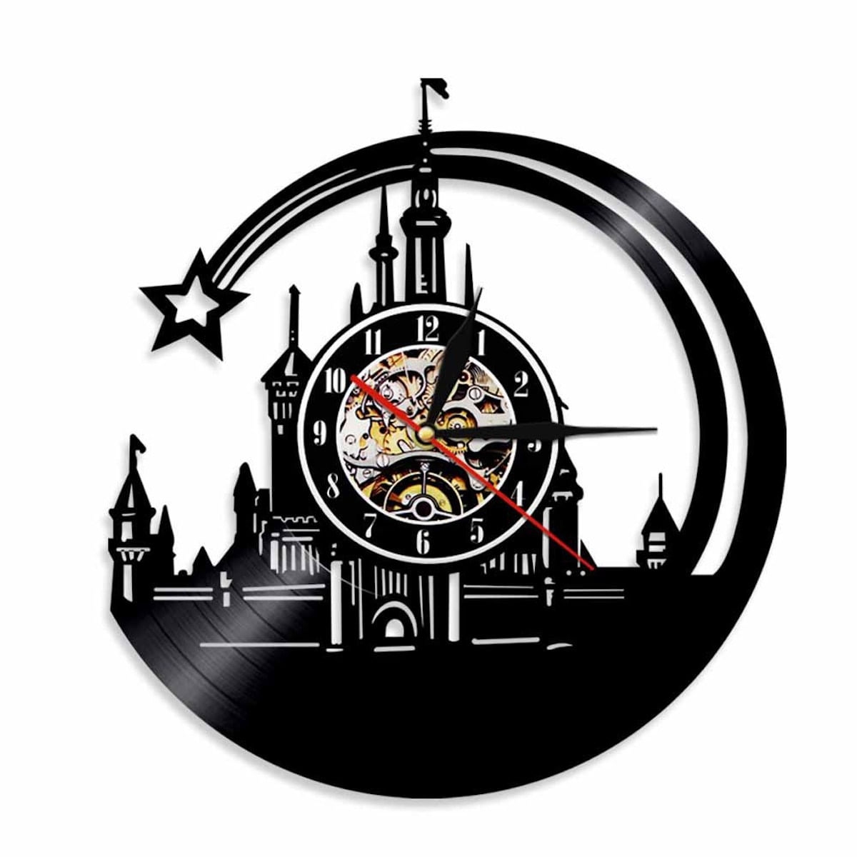 Relógio De Parede Castle Anime Vinyl Record 29 Cm Preto