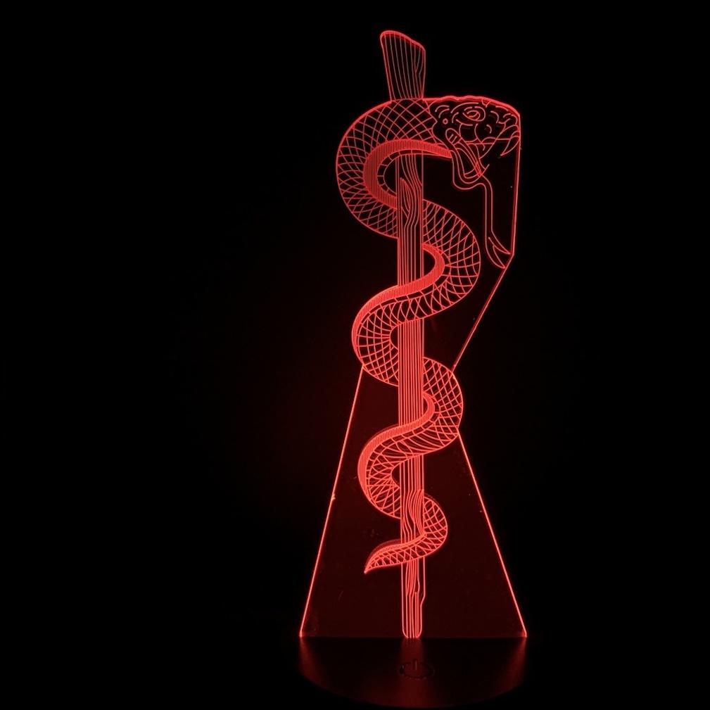 Lâmpada De Ilusão Led Com Luz Noturna 3d Snake Winding Truncheon