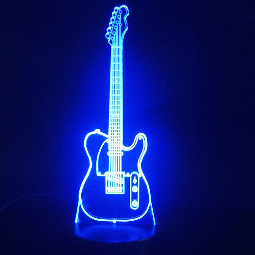 Luz Noturna 3d Led Illusion Lamp Bass Instrument