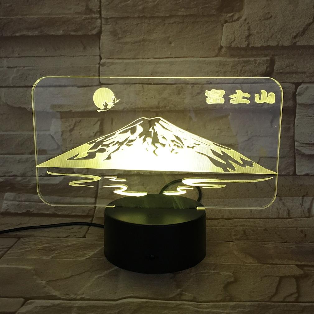 Lâmpada De Ilusão Led 3d Night Light Mount Fuji Japan Com Cor