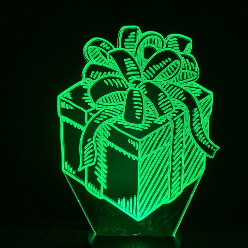 Caixa De Presente Night Light 3d Led, Luminária De Mesa Para Quarto Infantil