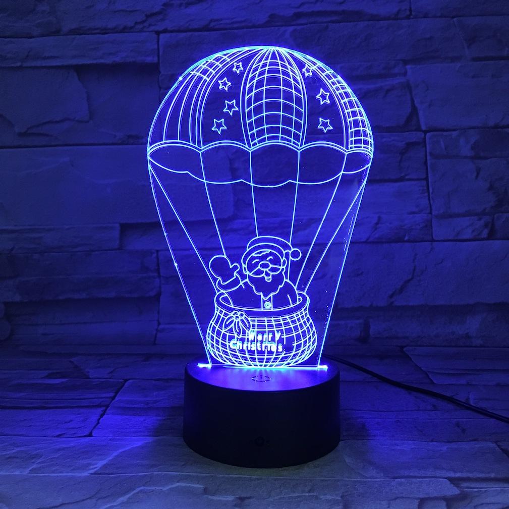 Night Light Papai Noel Sentado Em Balão De Ar Quente 3d