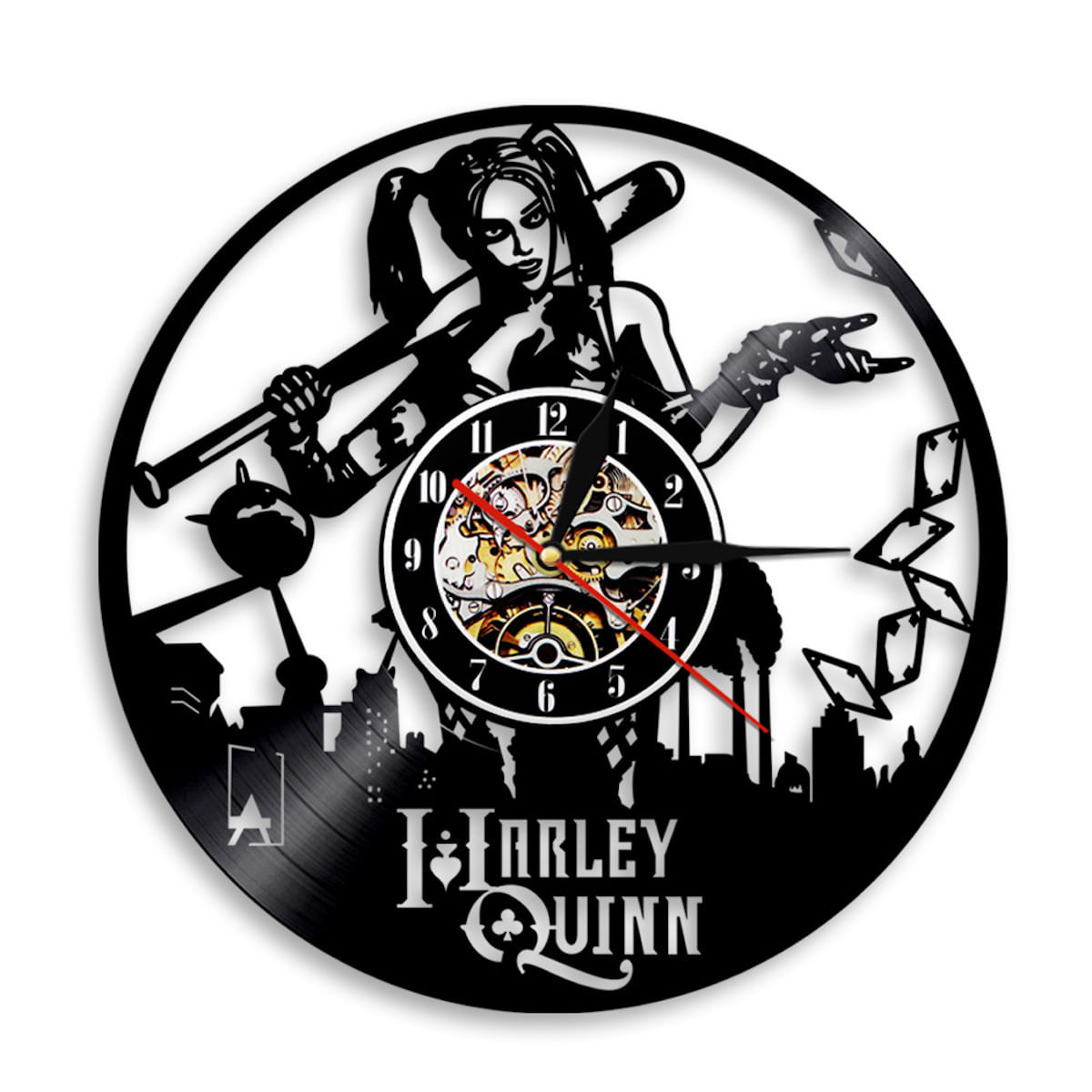 Relógio De Parede Harleys Quinns Anime Vinyl Disc 30cm
