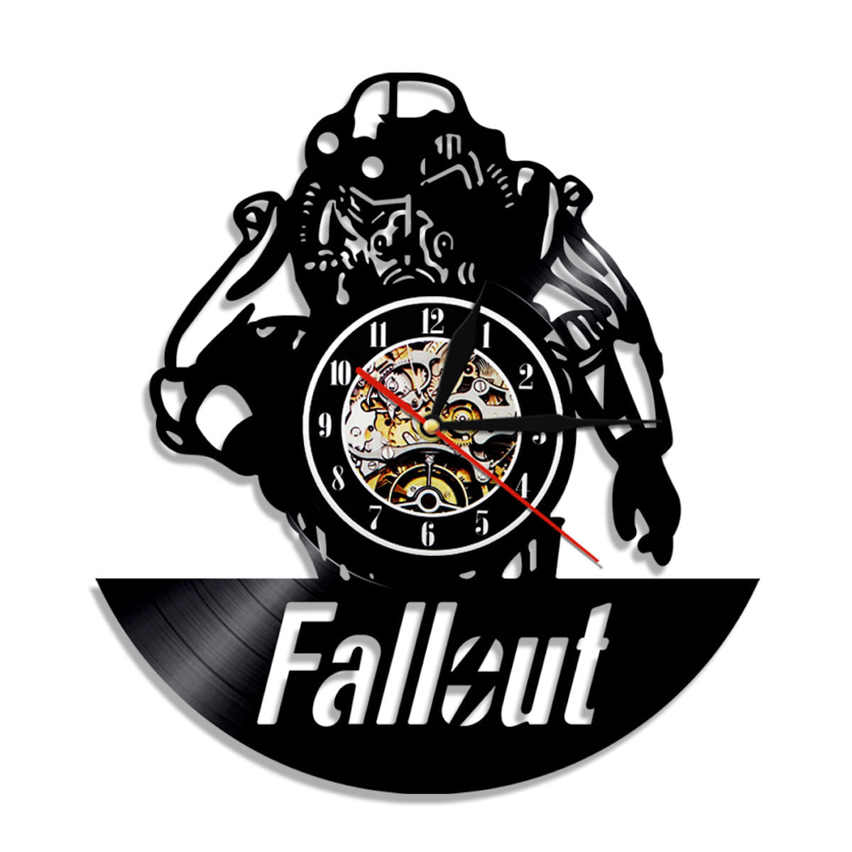 Relógio De Parede Fallout Vinyl Record Anime 30cm Preto