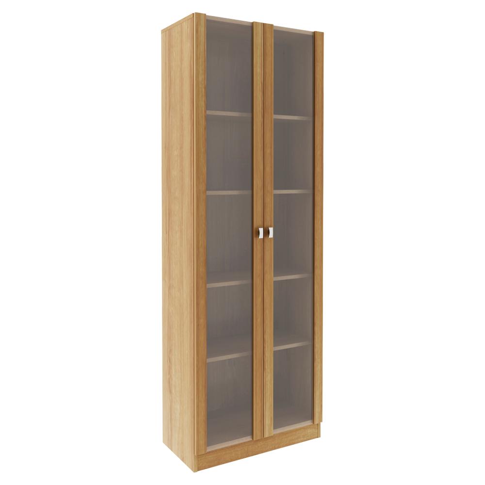 Armario Multiuso 2 Portas Vidro 171x60 Cm Am3112 Amendoa Tecno Mobili