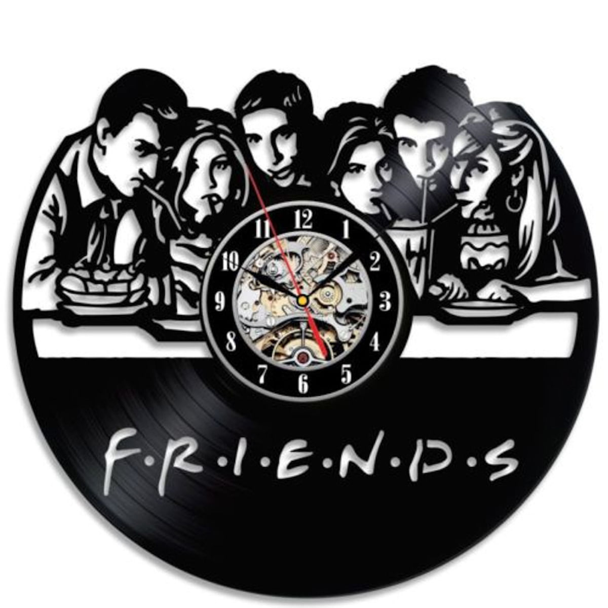 Relógio De Parede Friends Anime Vinyl Record 30 Cm Preto