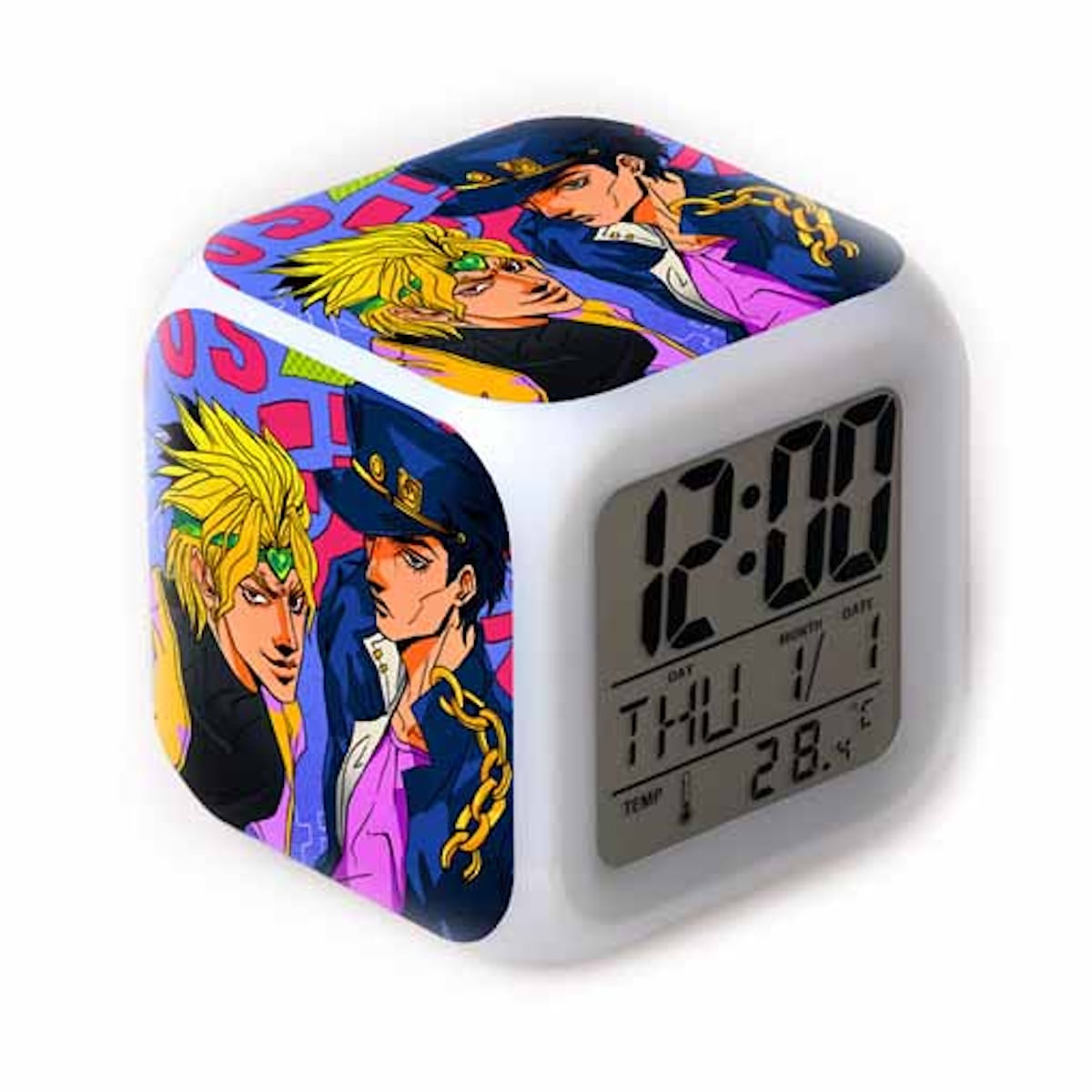 Relógio Digital Led Jojos Bizarre Adventures Square Alarm