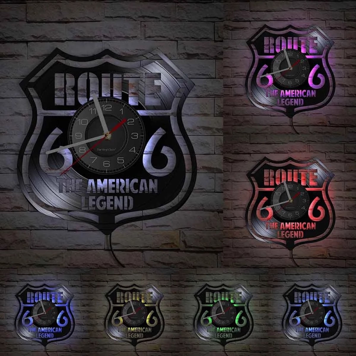 Relógio De Parede Us Routes 66 Led Vinyl Record Anime Black 30cm