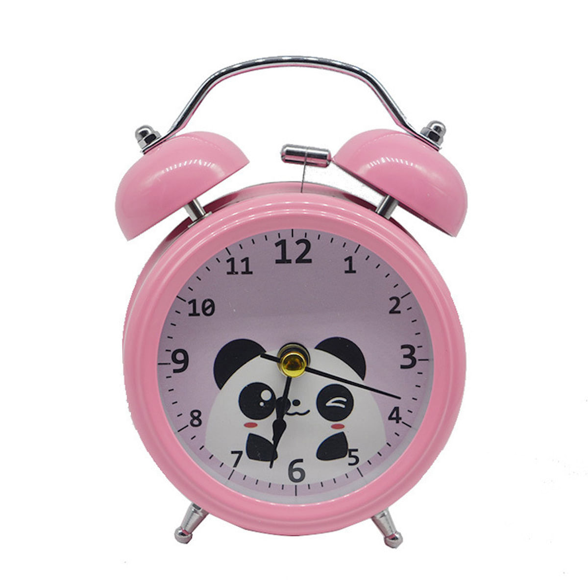 Despertador Panda Pink Twin Bell Non-ticking Analogue