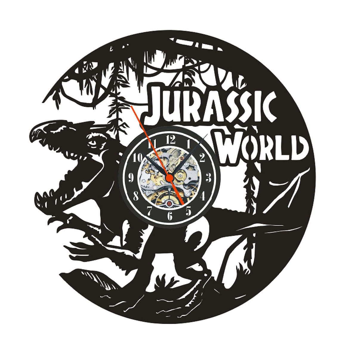 Relógio De Parede Dinasuar Vinyl Record Anime Preto 30cm