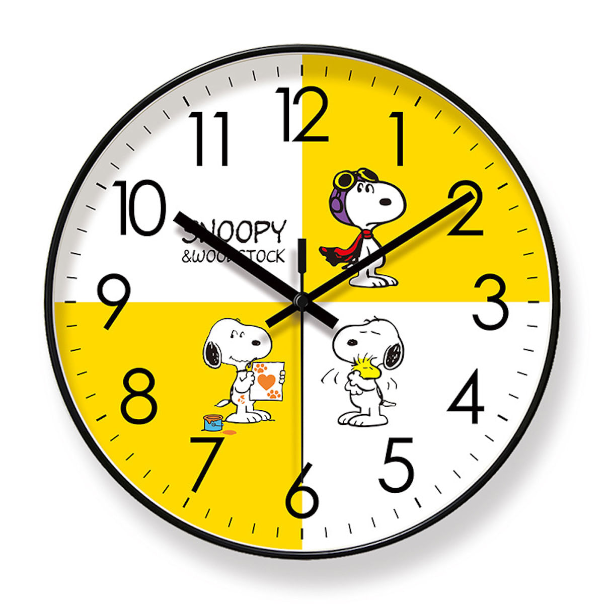 Relógio De Parede Snoopy Silent, Sem Tique-taque, 25 Cm, Vidro+Abs