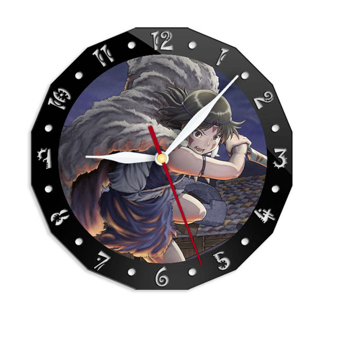 Relógio De Parede Princess Mononoke Anime Silent 30cm Acrílico