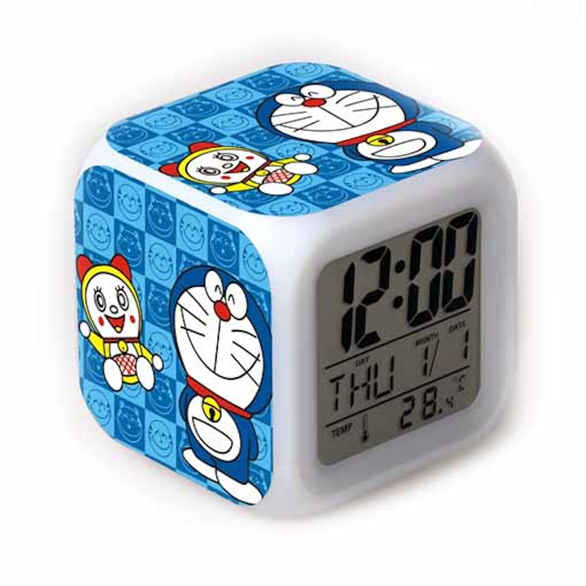 Despertador Digital Led Doraemons Square 8x8x8cm Para Crianças