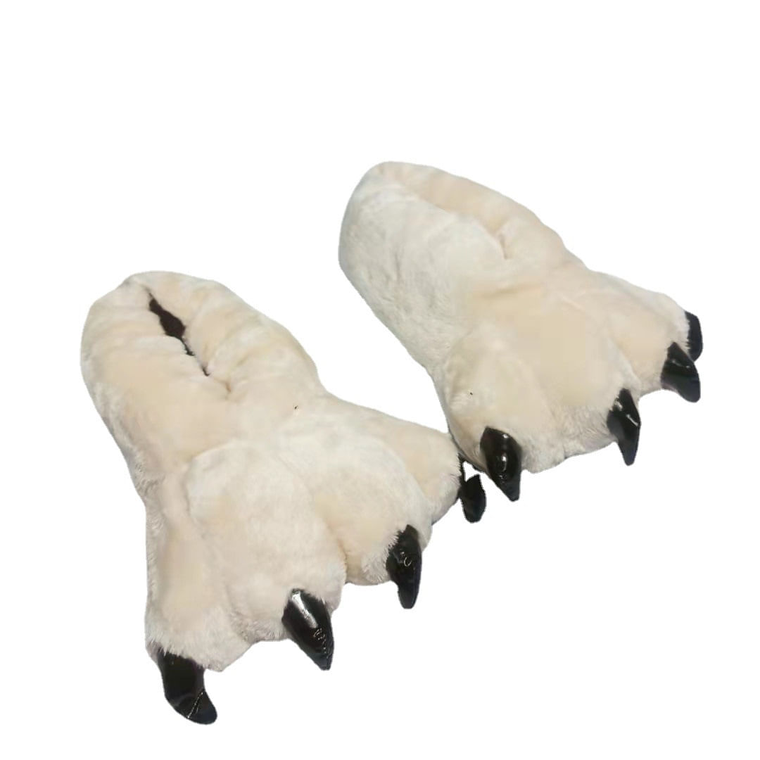 Chinelos Dinosaur Claw Warm Plush, Antiderrapante, Para Uso Interno