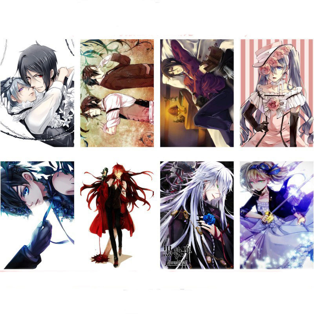 Conjunto De Pôsteres Black Butlers Charles Sebastian Retro Anime 8 Unidades